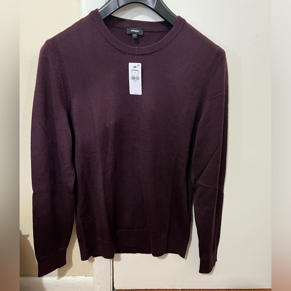 Express Men’s Crewneck Merino Wool Sweater - Deep Burgundy